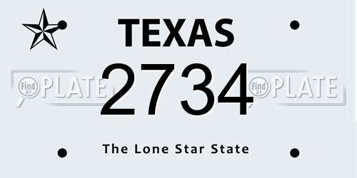2734 Texas License Plate