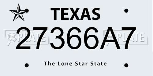 27366A7 Texas License Plate