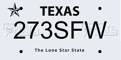 273SFW Texas License Plate