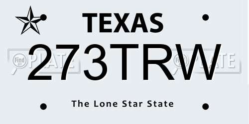 273TRW Texas License Plate