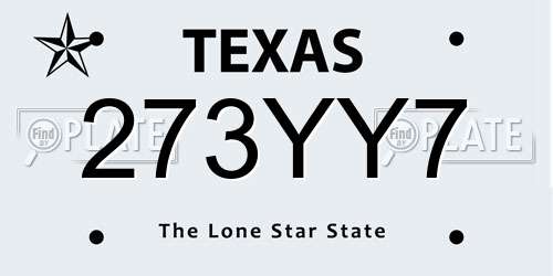 273YY7 Texas License Plate