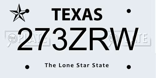 273ZRW Texas License Plate
