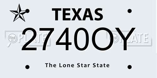 2740OY Texas License Plate