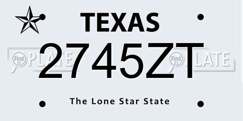 2745ZT Texas License Plate