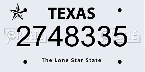 2748335 Texas License Plate