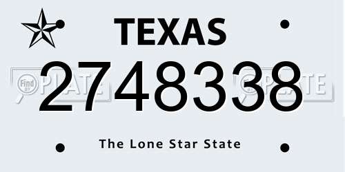 2748338 Texas License Plate