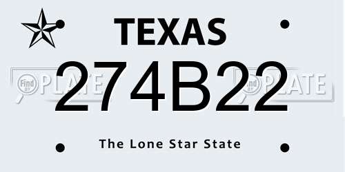 274B22 Texas License Plate