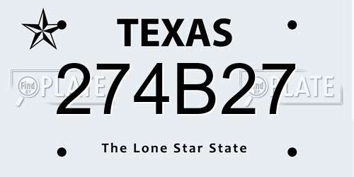 274B27 Texas License Plate