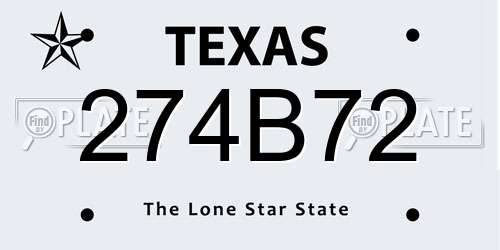 274B72 Texas License Plate