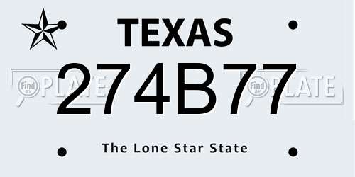 274B77 Texas License Plate