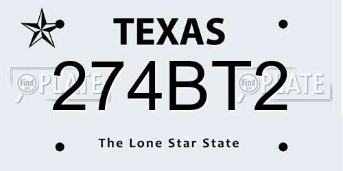 274BT2 Texas License Plate