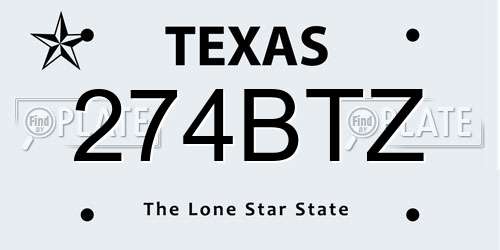 274BTZ Texas License Plate