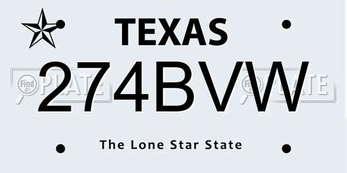 274BVW Texas License Plate
