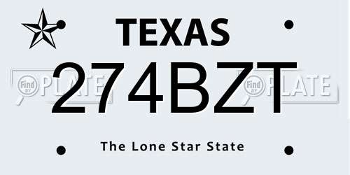 274BZT Texas License Plate