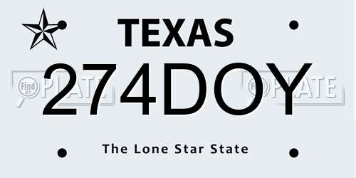 274DOY Texas License Plate
