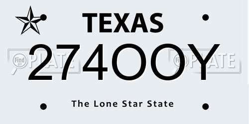 274OOY Texas License Plate