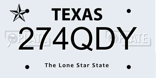 274QDY Texas License Plate