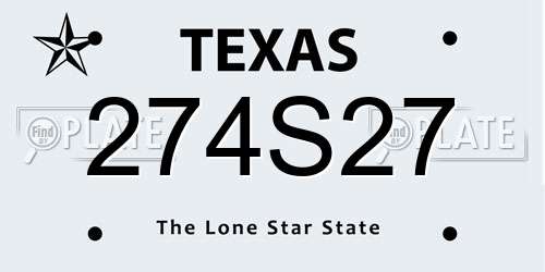 274S27 Texas License Plate