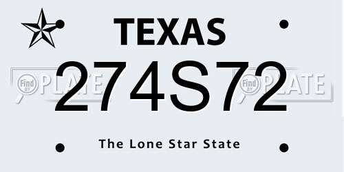 274S72 Texas License Plate