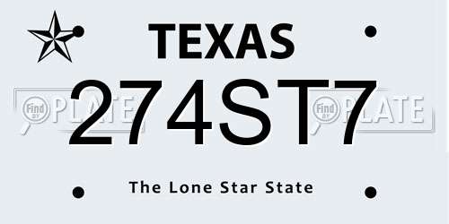 274ST7 Texas License Plate