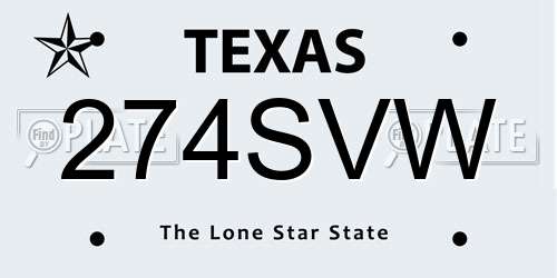 274SVW Texas License Plate