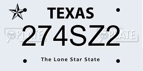 274SZ2 Texas License Plate