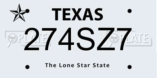 274SZ7 Texas License Plate