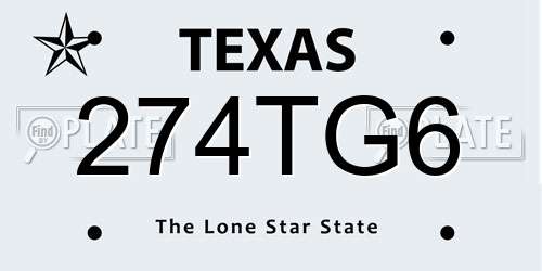 274TG6 Texas License Plate