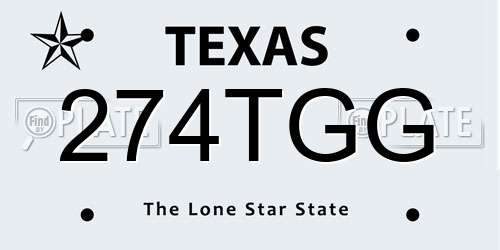 274TGG Texas License Plate
