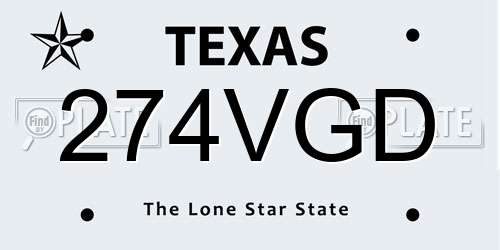 274VGD Texas License Plate