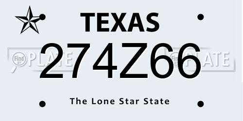 274Z66 Texas License Plate