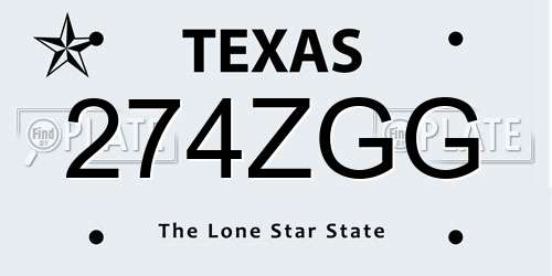 274ZGG Texas License Plate