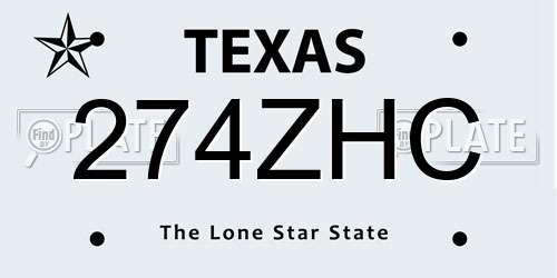 274ZHC Texas License Plate