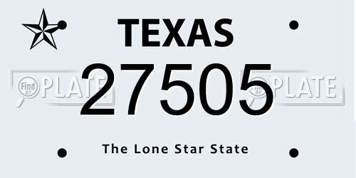 27505 Texas License Plate