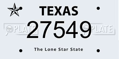 27549 Texas License Plate