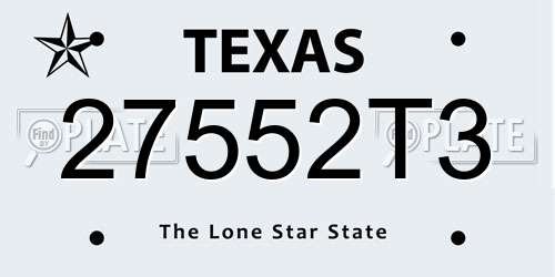 27552T3 Texas License Plate