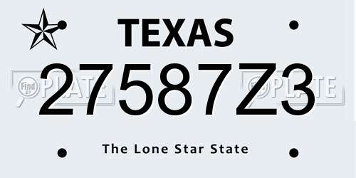 27587Z3 Texas License Plate