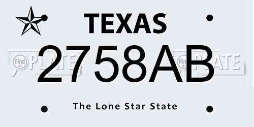 2758AB Texas License Plate