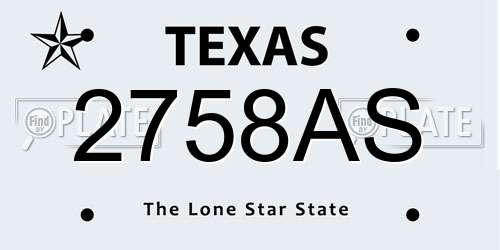 2758AS Texas License Plate