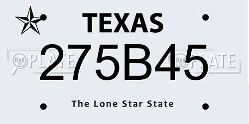275B45 Texas License Plate