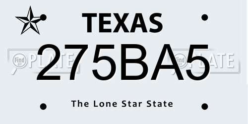 275BA5 Texas License Plate