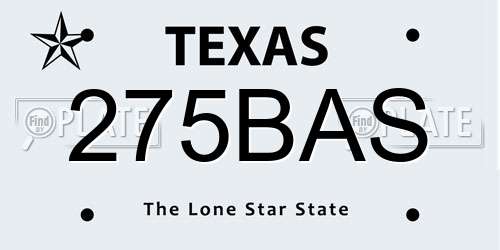 275BAS Texas License Plate