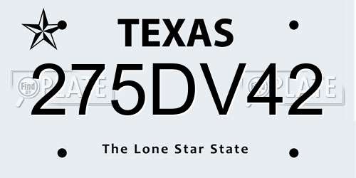 275DV42 Texas License Plate