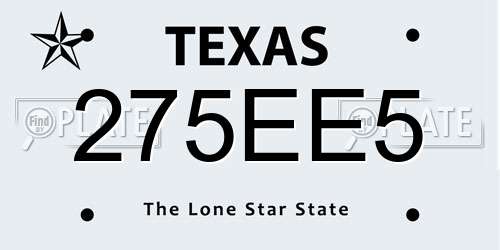 275EE5 Texas License Plate