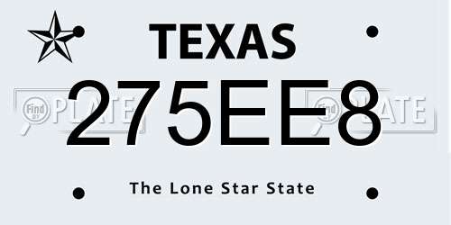275EE8 Texas License Plate