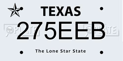 275EEB Texas License Plate