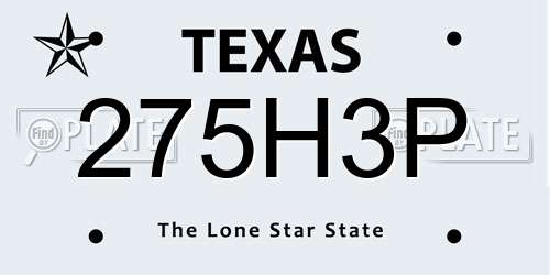 275H3P Texas License Plate
