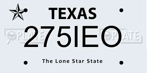 275IEO Texas License Plate