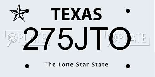 275JTO Texas License Plate