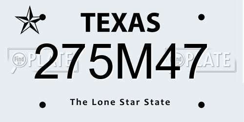 275M47 Texas License Plate